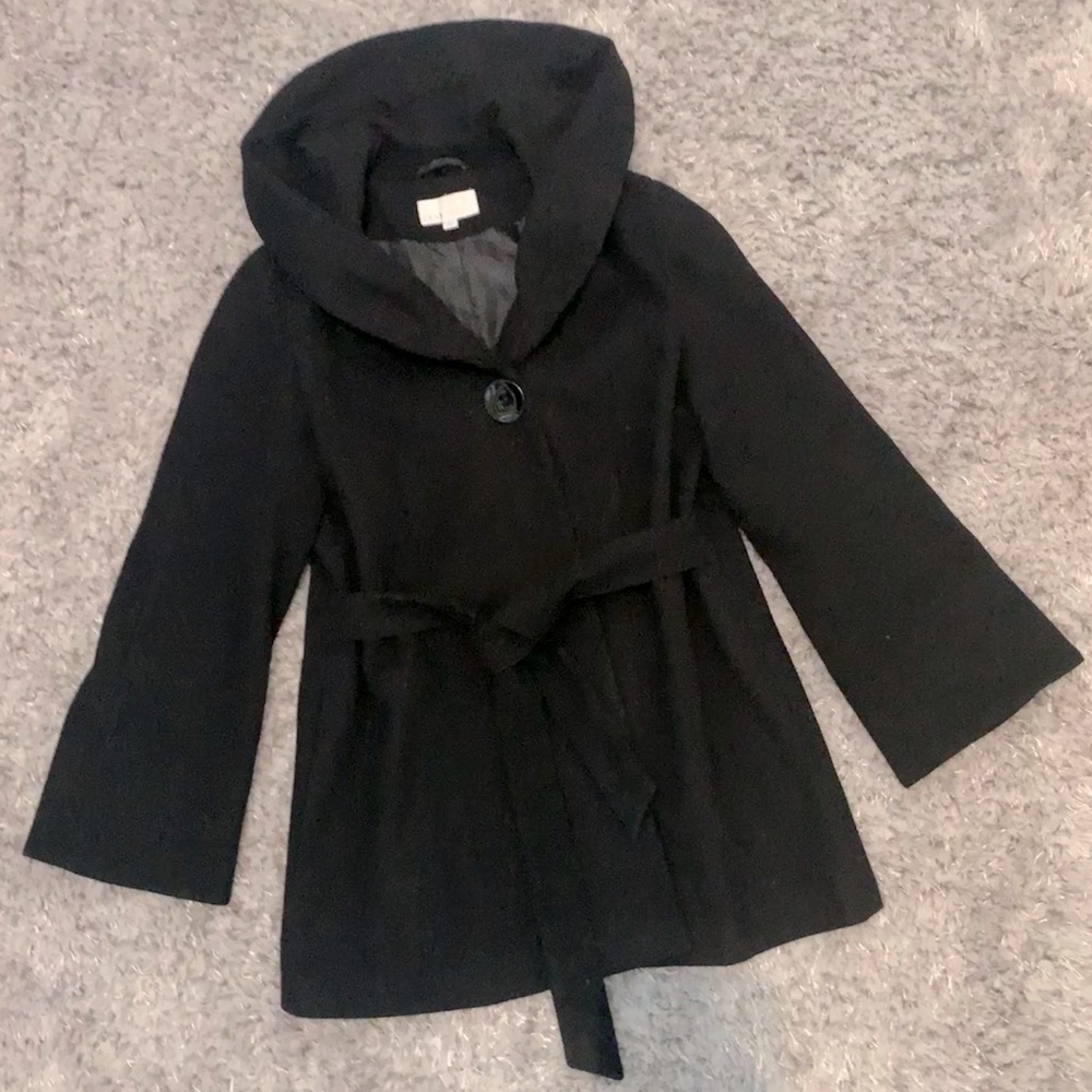 CLEOcleo NWOT High-collar Belted-/Button-closure Bell-sleeve Peacoat